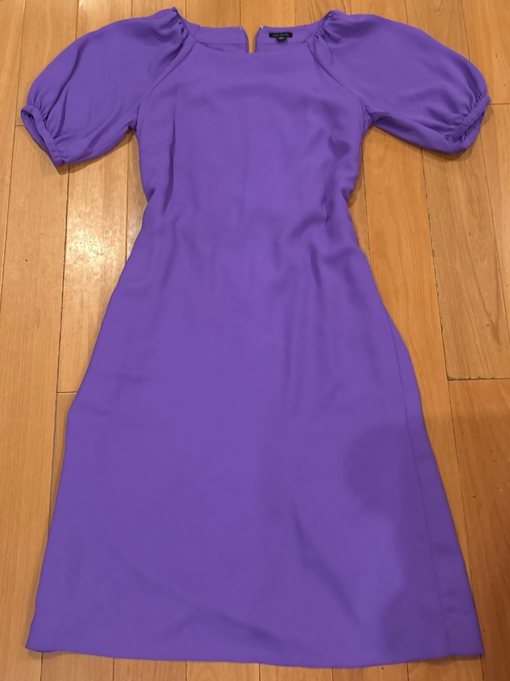 Ann Taylor Lilac Puff-Sleeve Midi Dress